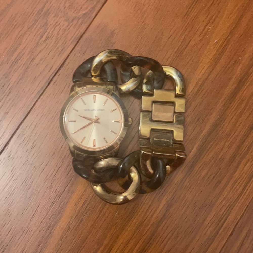 Michael Kors watch two tone gold tortoise